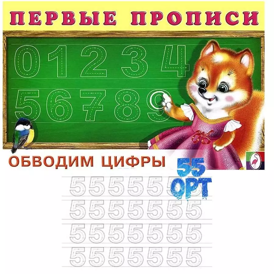 Раскраска-прописи для детского сада «Цифры с опорными точками»