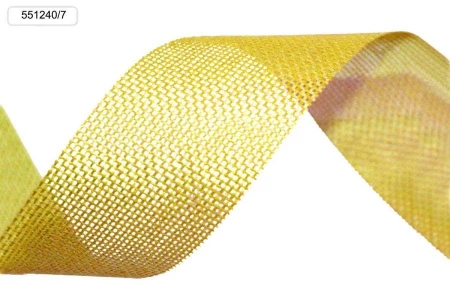 Фотка Лента из искусственного льна Лимонный 4 см x 25 ярд 000551240/7