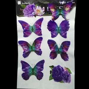 Картинка Наклейки на стену Бабочки фиолетовые 6шт