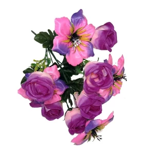 Купить в Великих Луках Букет клематисы с розами 12 голов (2 вида 5+7) 48см 424-708(710)+732