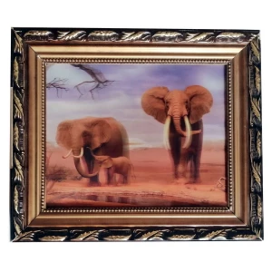 Купить Картина в раме настенная Семья слонов 32x27см