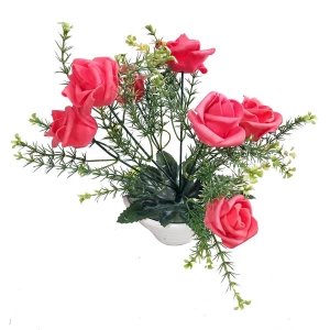 Приобретаем  Цветы в горшке 7 латексных роз с зеленью