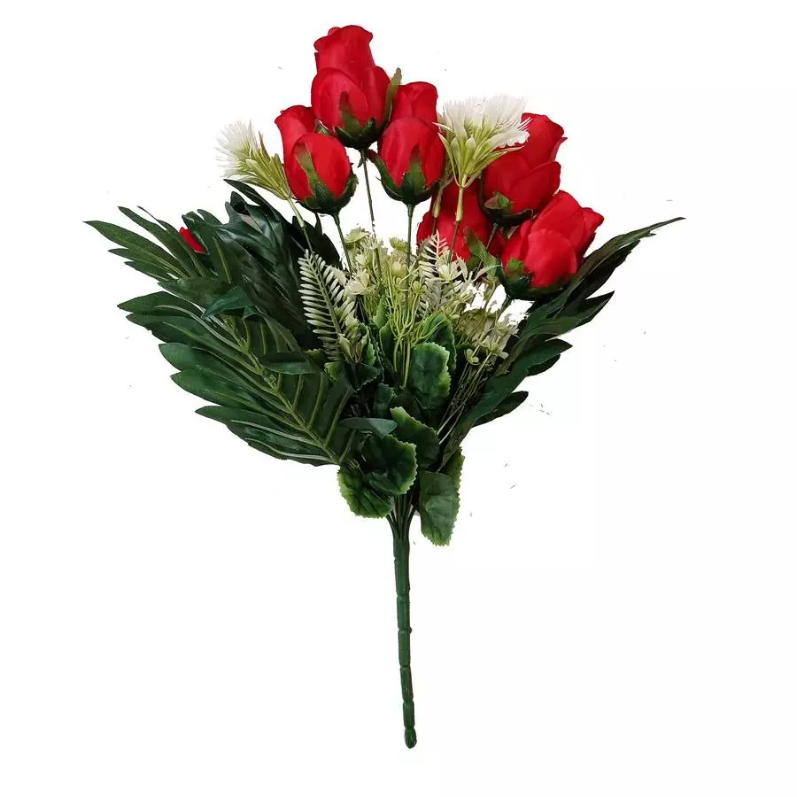 Фотография Букет с 7 розами и 3 затычками и 3 пальмами 53см