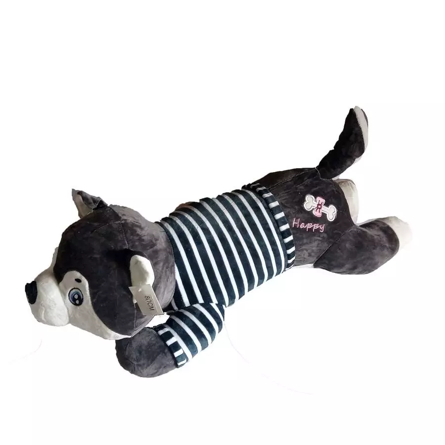 Фотография Мягкая игрушка Собака в полосатой кофте большая 80см