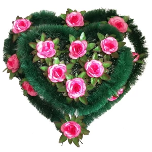 Заказываем  Венок ритуальный в форме сердца розы ф216п-р40-г343 70см