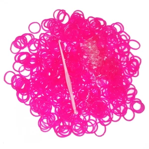 Картинка Резинки для поделок ребрист. Pink 500-550 шт + крючок + клипсы
