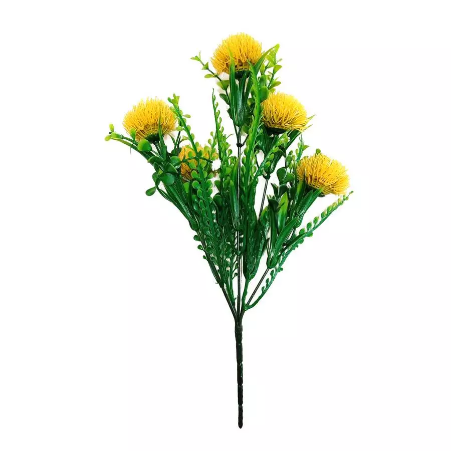 Фотография Букет Сафлора шишек с белыми цветочками 5 веток 31см