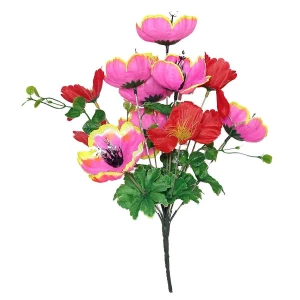 Купить  Композиция цветов: георгины и маки 12 голов (2 вида 7+5) 37см 423-737+327