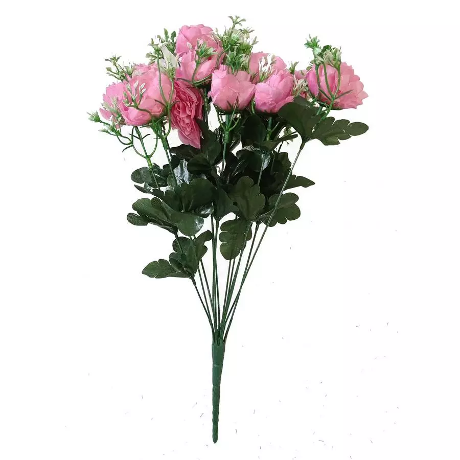 Букет с 12 пионовидными розами (зел.-бел. добавки) 48см фото 2
