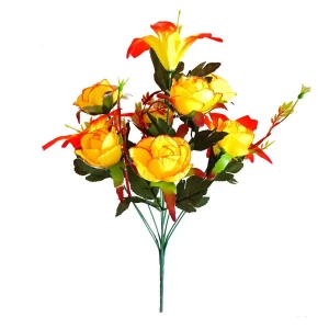 Купить Букет лилий с розами 10 голов (3+7) 38см 215-511+549