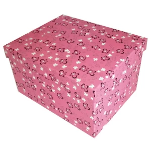 Купить в Норильске Подарочная коробка Розовая, чёрно-белые цветочки рр-6 22,5х18см
