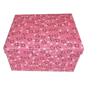 Купить в Норильске Подарочная коробка Розовая, чёрно-белые цветочки рр-8 26,5х22см
