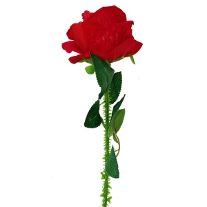 Заказываем  Бархатная роза на ветке с шипами и 2-мя листами 67см