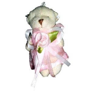 Купить Мягкая игрушка Медведь в платье с розой 8см
