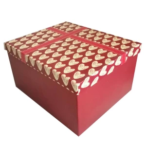 . Продаём Подарочная коробка Жёлтые сердца, красная лента рр-10 30,5х26см