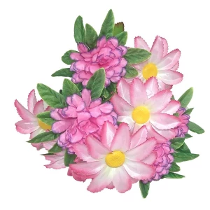 Фото Цветы георгины с шафранами 11 голов (2 вида 6+5) 55см 327-689+563