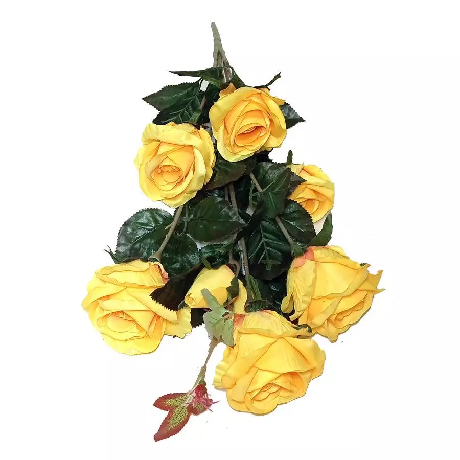 Фотография Букет с 7 розами и 2 бутона ЖЁЛТАЯ 76см