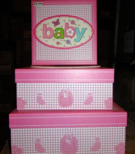 Фото Набор 3 подарочных коробок Baby розовая