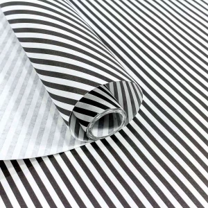 Картинка Крафт Бумага "Полосы наклонные тонкие черные" 70г 0,6x10м 000401