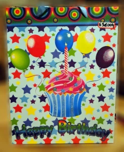Картинка Пакет подарочный Happy Birthday Тортик и шары