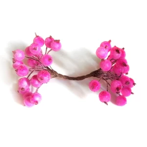 Фото Ягоды для декора в сахаре розовые на проволоке d13мм 40 ягод