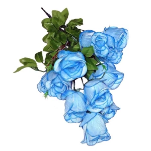 Картинка Букет искусственные голубые розы 11 голов 60см 223-626