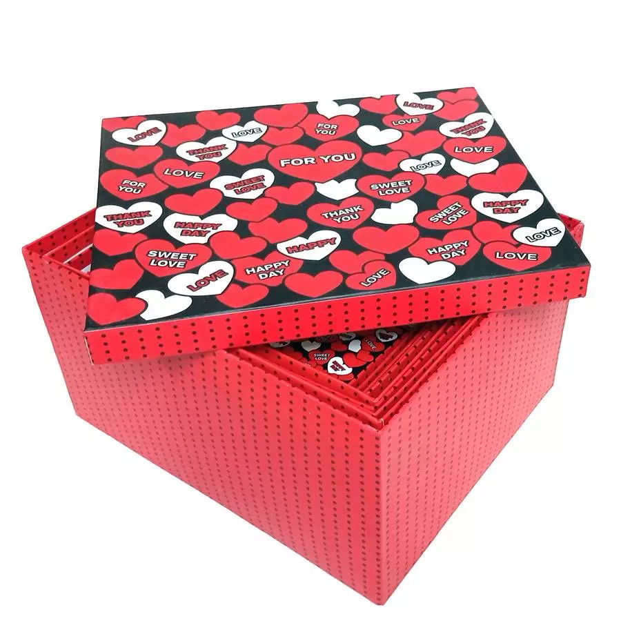 Набор 10 подарочных коробок Пожелания в сердцах фото 2