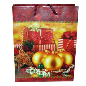 Фотка Подарочный пакет Подарки и шары новогодние 15см D-15086