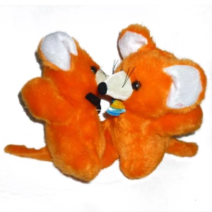 Фото Мягкая игр. Пара оранжевых мышек с бантиком 19см