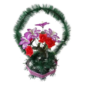 Фотография Рит-ная корзина Секстон (лилии,розы) ф266-р50-Лнт-н19-г258-г535 75см