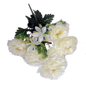 Фотография Букет белых георгинов 7 голов 3 цветочка 55см