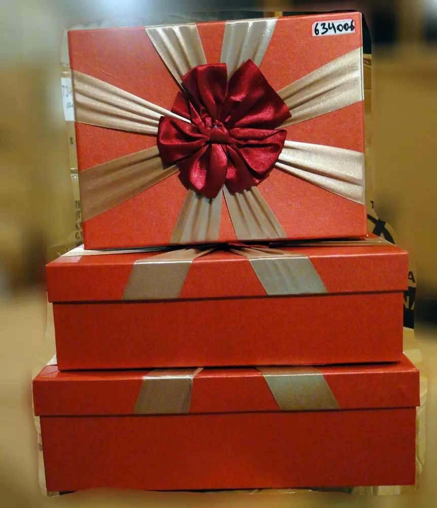Набор 3 подарочных коробок с бантом фото 1