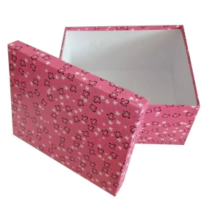 Картинка Подарочная коробка Розовая, чёрно-белые цветочки рр-9 28,5х24см