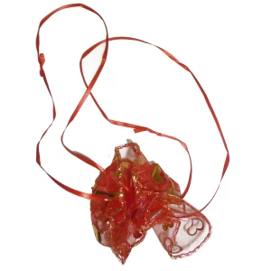 Фото Мешочек из органзы Red с позолотой 4163 D-25см (собранный 8см)