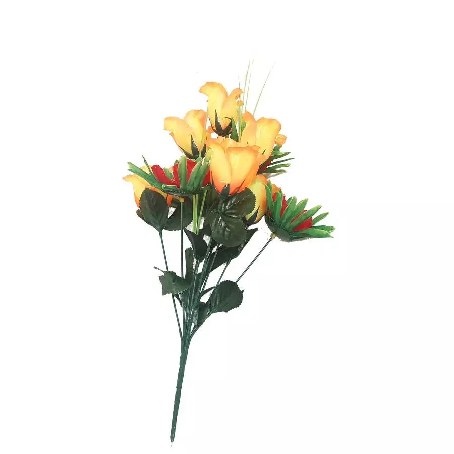Фотография Цветочная композиция маки с розами 10 голов (4+6) 025-606+644 40см