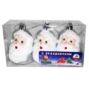 Купить в Великих Луках Набор ёлочных игрушек "Дед Мороз" (3 шт) 4x7см SD-249