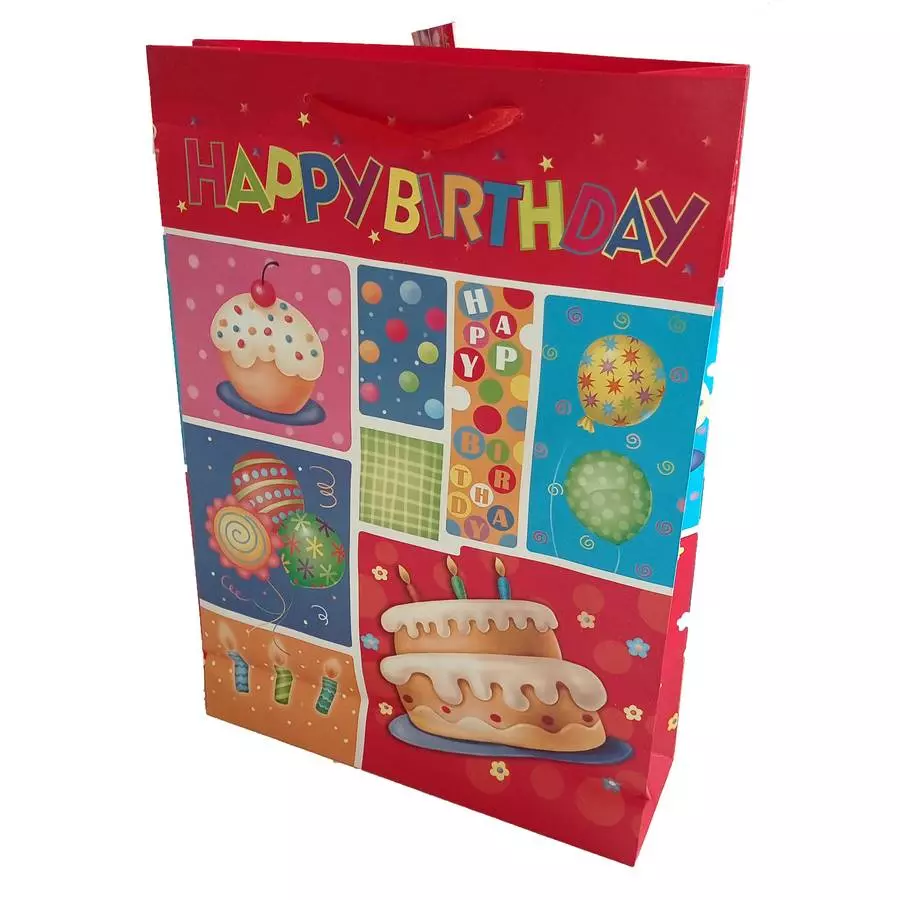 Пакет Happy Birthday Торт, шары с позолотой 44см фото 1