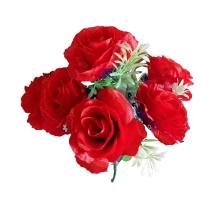 Приобретаем в Норильске Букет роз с органзой и белые добавки на 7 голов 35см
