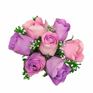 Фотография Мыльные розов-сиренв. розы в корич. кашпо