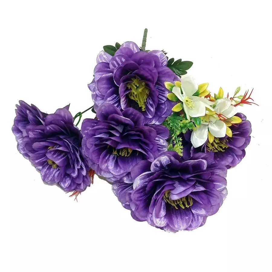 Букет фиолетовых георгинов 7 голов 3 цветочка 55см фото 1