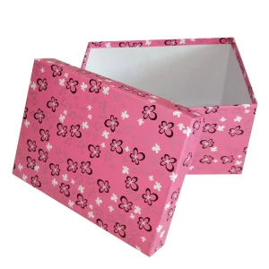 Заказываем в Норильске Подарочная коробка Розовая, чёрно-белые цветочки рр-4 18,5х14см