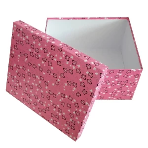 Фотка Подарочная коробка Розовая, чёрно-белые цветочки рр-10 30,5х26см