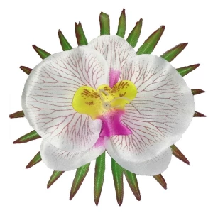 Купить  Головка орхидеи Эркия с листом 4сл 15см 509-л051-188 1/28
