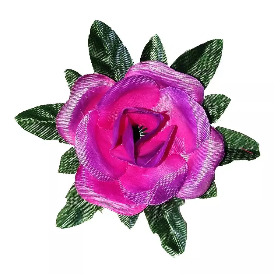 Фотография Головка розы Ясмин с листом 4сл 14см 393АБВ-л068-201-190-109(012,202) 1/42