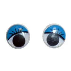 Фотография Пара круглых глаз (с клеем) бегающий зрачок D-20мм Blue