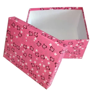 Картинка Подарочная коробка Розовая, чёрно-белые цветочки рр-5 20,5х16см