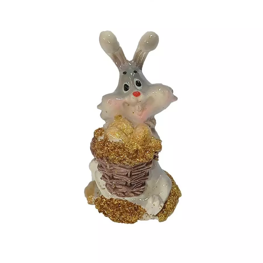 Сувенир Пасхальный кролик с корзинкой 6,5см фото 2