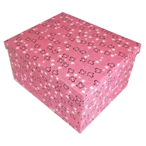 Купить в Бийске Подарочная коробка Розовая, чёрно-белые цветочки рр-8 26,5х22см