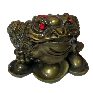 Фотография Сувенир жаба золотая с монетами на подставке 5x8см