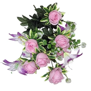 Фотка Лилии с розами 13 голов (2 вида 5+8) 55см 433-511+482